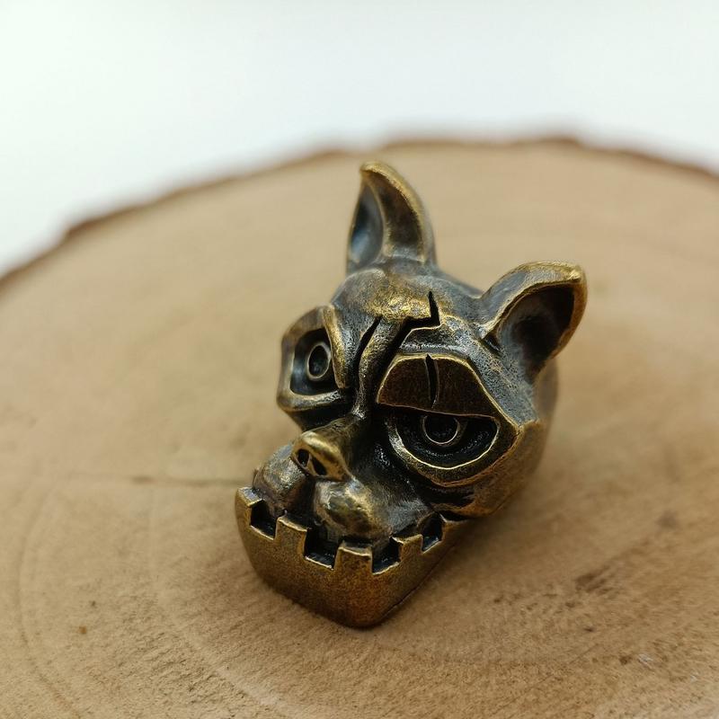 Bulldog Head Brass Knife Bead  - đánh giá và giá Edc Carry Knife