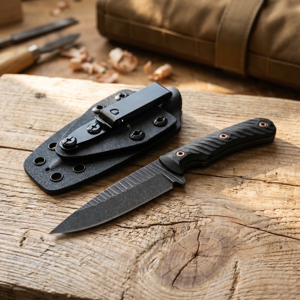 Full Tang Bushcraft Knife D2 B - đánh giá và giá Edc Carry Fixed Blade Knife