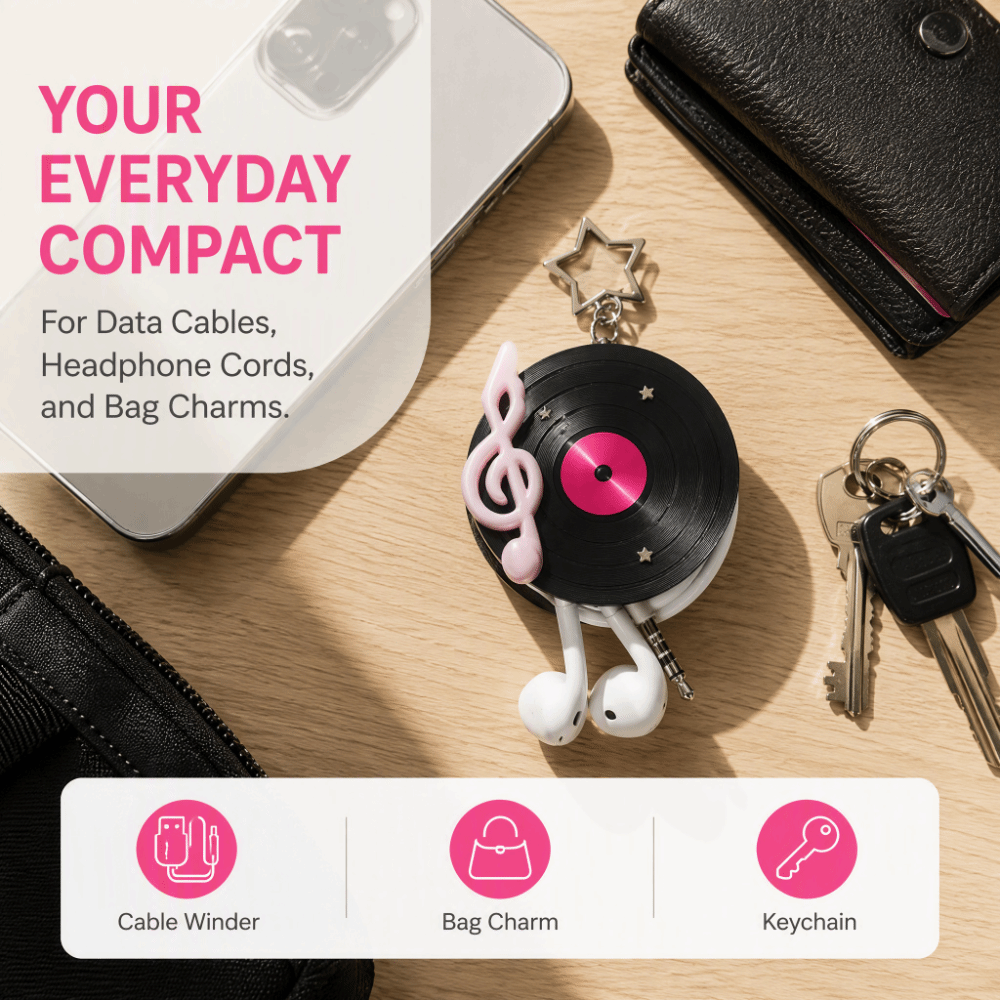 Y2K Vinyl Record Keychain Star - đánh giá và giá Cable Winder Keychain