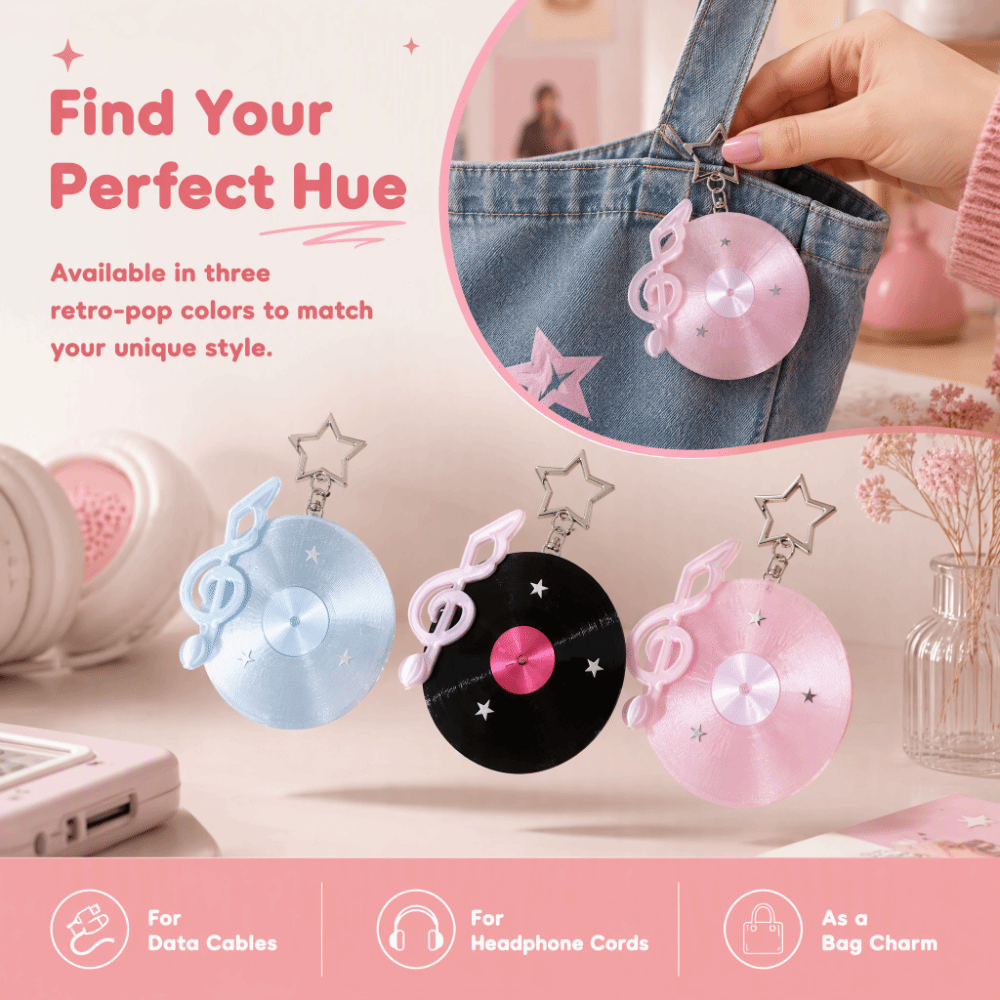 Y2K Vinyl Record Keychain Star - đánh giá và giá Cable Winder Keychain